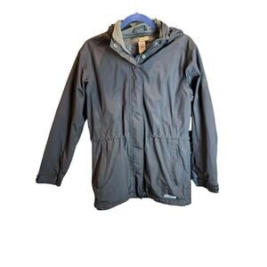 REI Women's Black Rain Jacket Size S Hooded Adjustable Waist & Cuffs Long Sleeve
